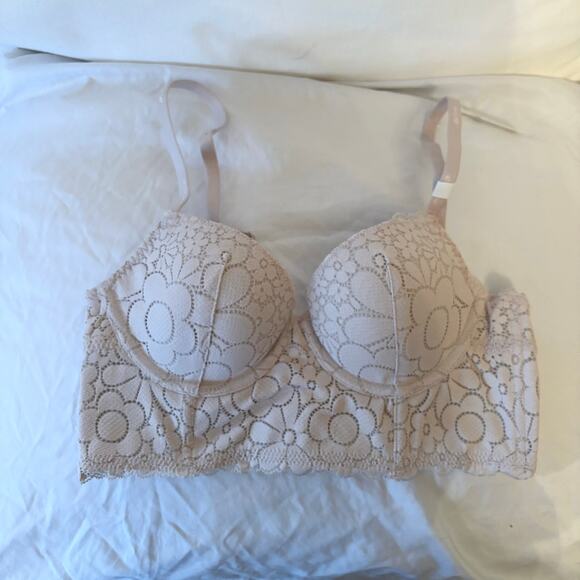 NEW Aerie Real Happy Demi Lightly Lined Lace Bra / 32B - Picture 1 of 4
